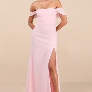 Lulus Light Pink Off-the-shoulder Maxi Dress